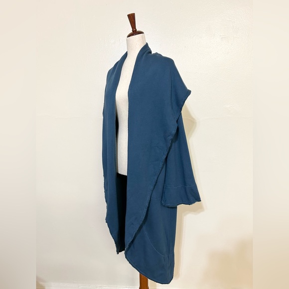 Bryn Walker Blue Bamboo Cotton Sweatshirt Cardigan - Picture 2 of 3